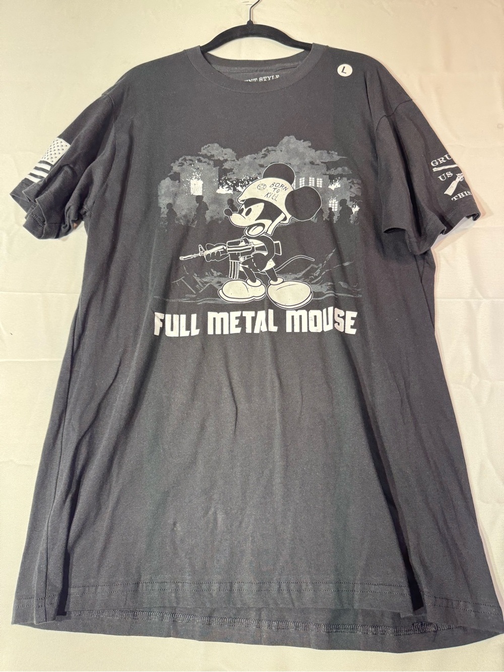 New Grunt Style Large  Black Full Metal Mouse Graphic Tee